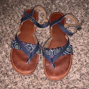 Toms Denim Straps Patterned Sandals Size 7